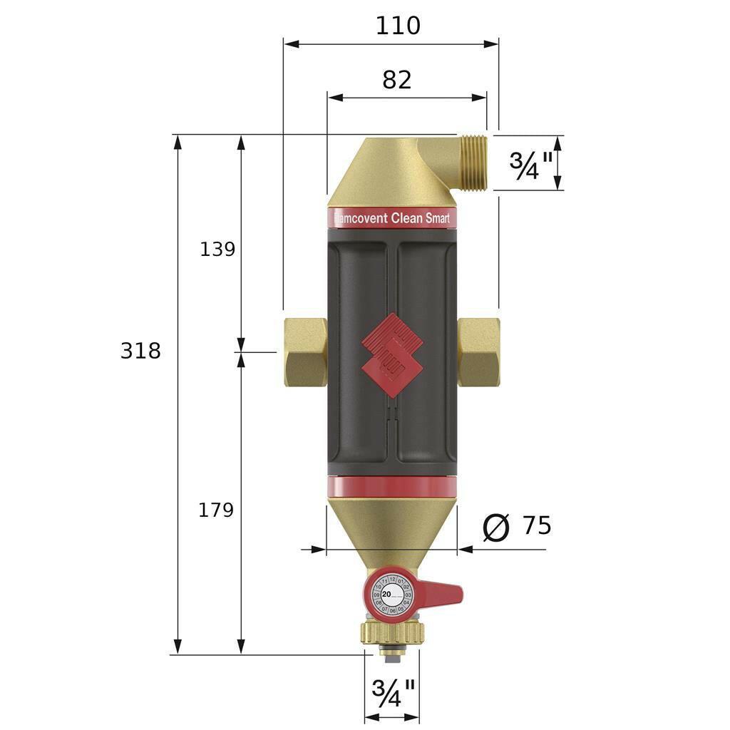 Сепаратор воздуха и грязи Flamcovent Clean Smart 1 1/4" (30044 Flamco) — фото 2