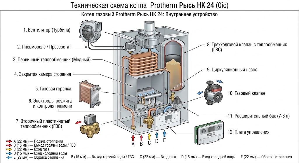 Котел газовый настенный Protherm Рысь HK 24 (0010015239 Protherm) — фото 2