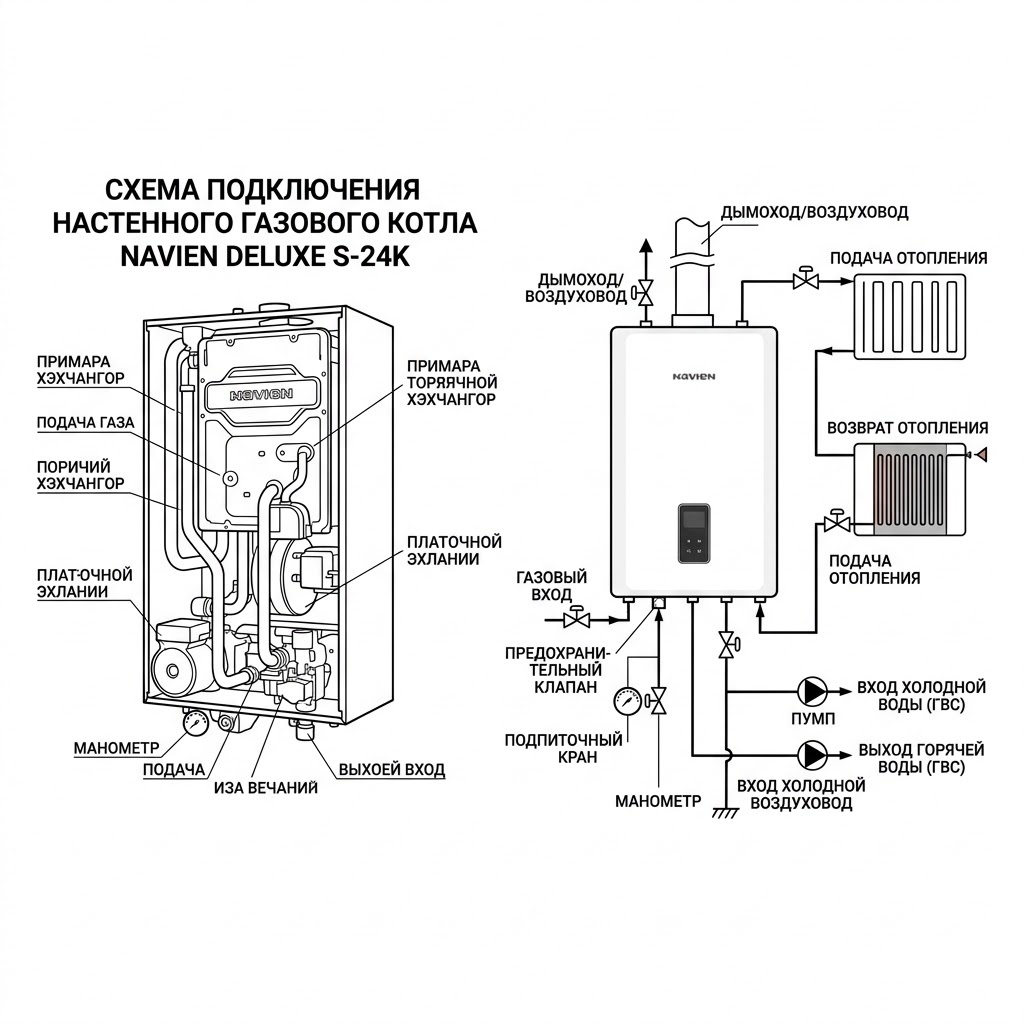 Газовый двухконтурный турбированный настенный котел Navien DELUXE S-24K (PNGB3500024L001 Navien) — фото 3