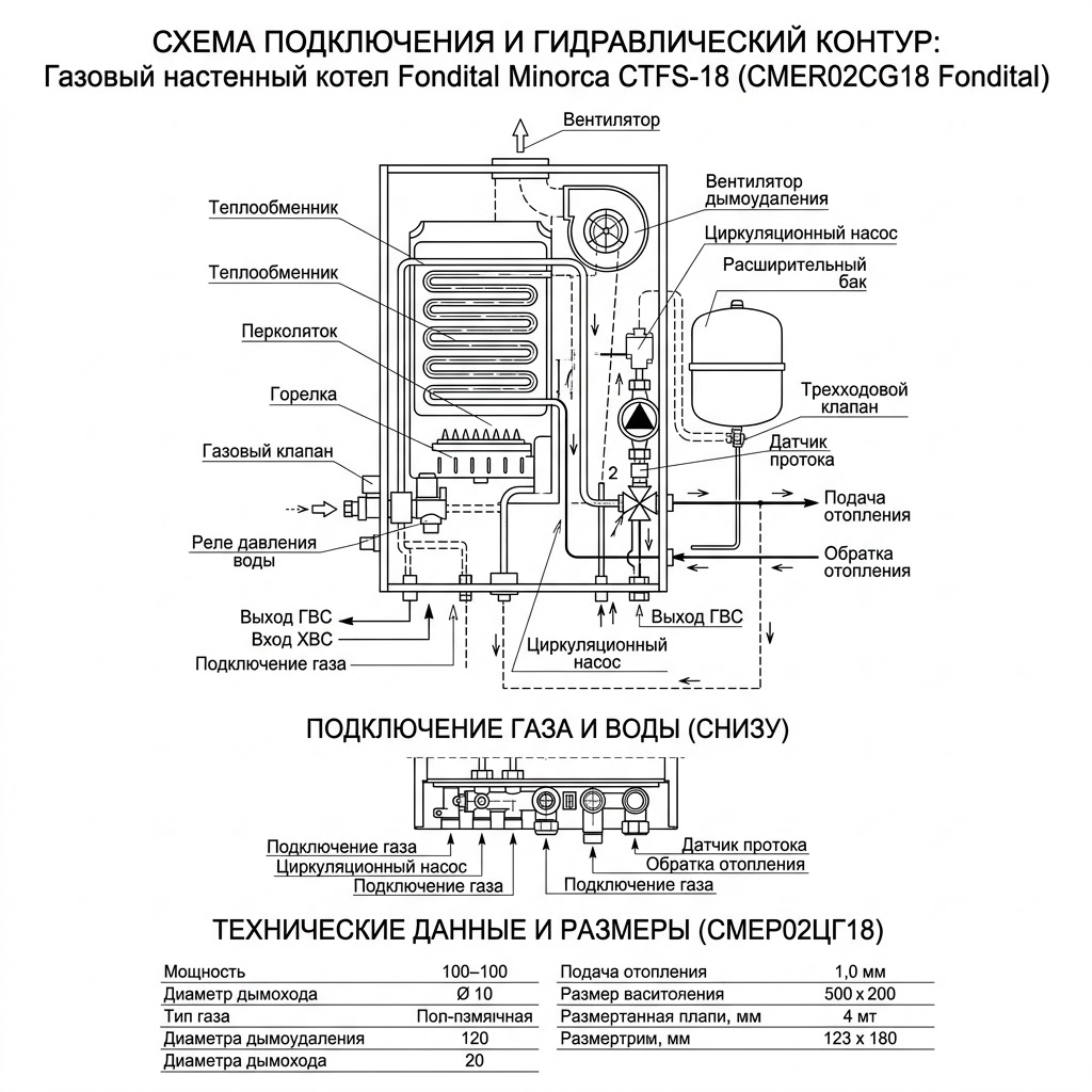 Газовый настенный котел Fondital Minorca CTFS-18 (CMER02CG18 Fondital) — фото 3