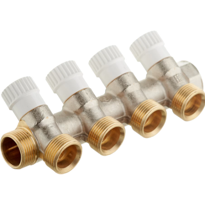Коллектор распределительный Stout (SMB 6851 343404) 3/4 ВР(г) х 4 выхода 3/4(ЕК) х 3/4 НР(ш) регулирующий