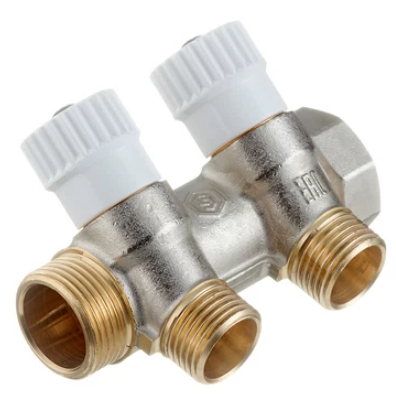 Коллектор Stout (SMB 6851 341202) 3/4 ВР(г) х 2 выхода 1/2 НР(ш) х 3/4 НР(ш) регулируeмый