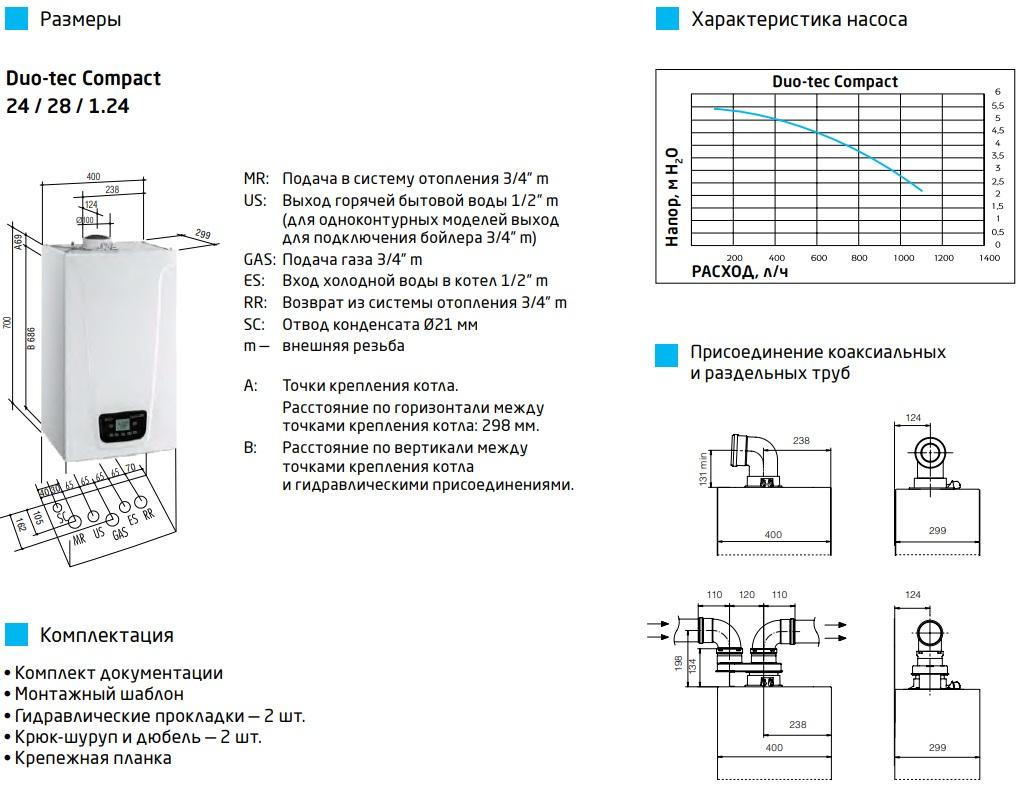 Котел газовый настенный конденсационный Baxi Duo-tec Compact 1.24 GA (A7722037 Baxi) — фото 3