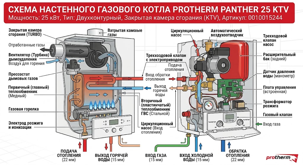 Котел газовый настенный Protherm Пантера 25 KTV (0010015244 Protherm) — фото 3